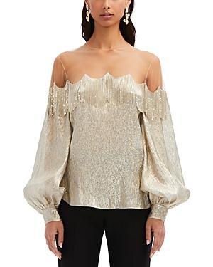 Chain Fringe Blouse In Silver Product Image