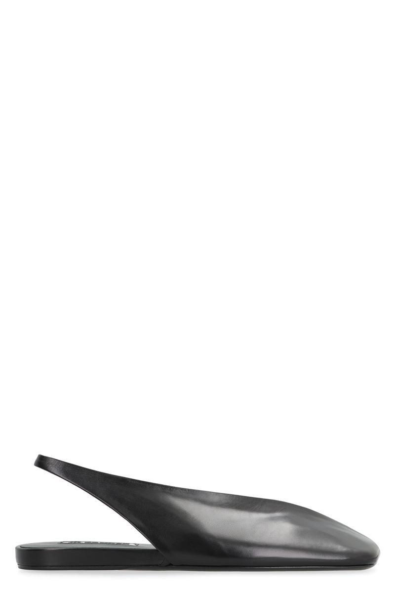 JIL SANDER Leather Square-toe Slingback Ballerina Flats In Black Product Image