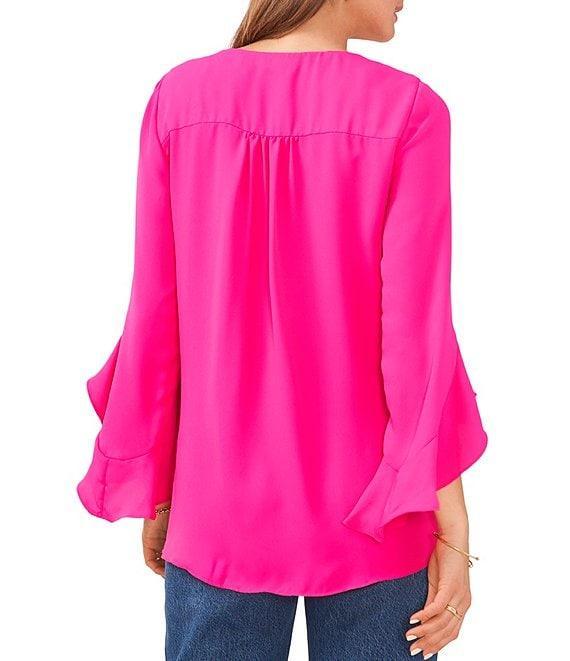 Vince Camuto 3/4 Flutter Sleeve V-Neck Crisscross Front Tunic Product Image