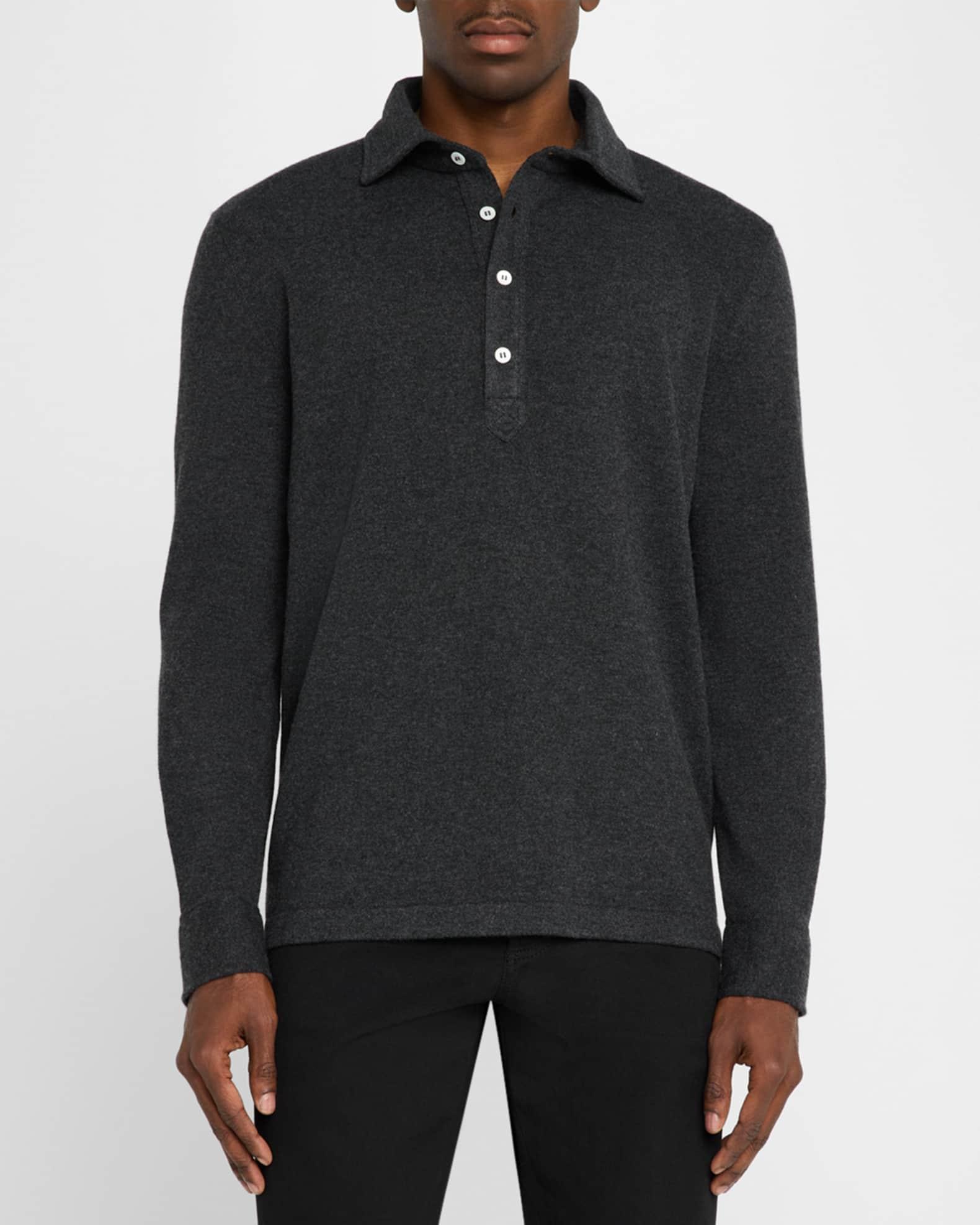 Men's Cashmere Long-Sleeve Polo Shirt Product Image