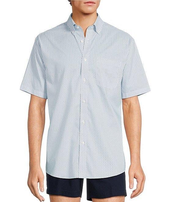 Gold Label Roundtree & Yorke Non-Iron Short Sleeve Grid Geo Print Sport Shirt Product Image