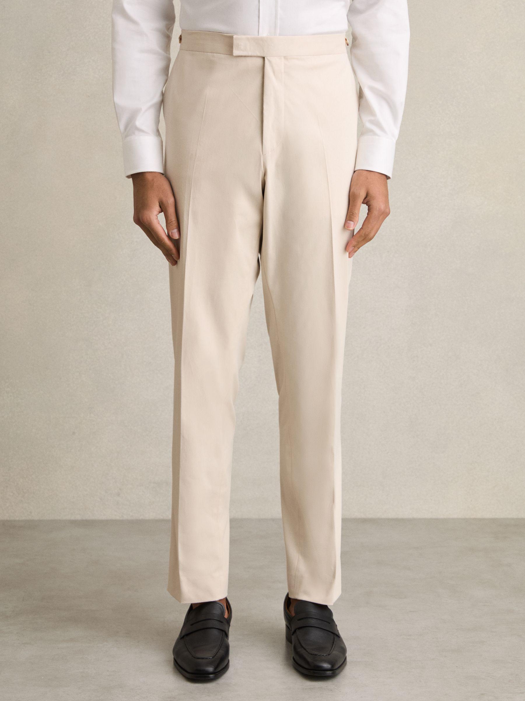 Cotton Slim-Fit Suit Trousers With Stretch in Stone Product Image