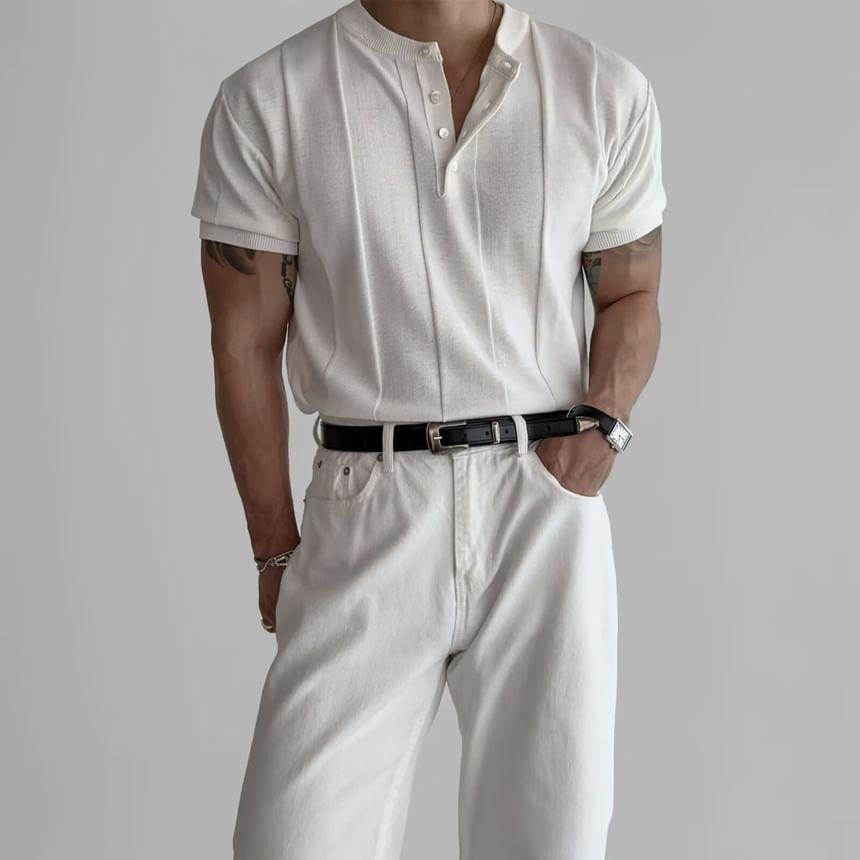 RT No. 11361 VERTICAL KNIT HENRY COLLAR SHORT SLEEVE Product Image