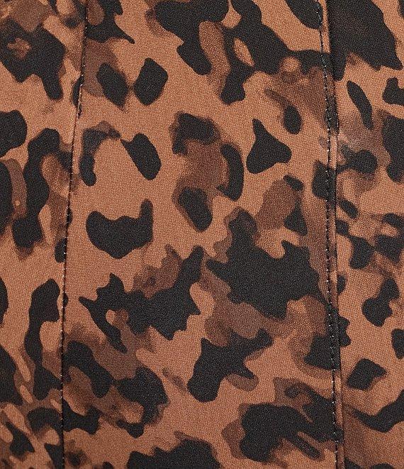 Slim Factor by Investments Plus Size Ponte Knit No-Waist Ankle Leopard Pants Product Image