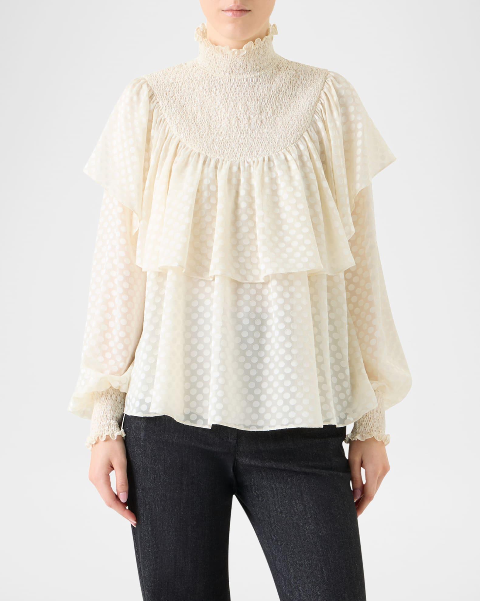 Diamond Dot Devore Flounce Blouse Product Image