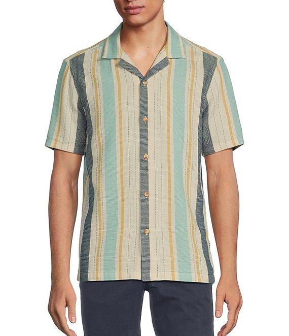 Rowm Big & Tall Tourister Short Sleeve Multi Stripe Camp Button Front Shirt Product Image