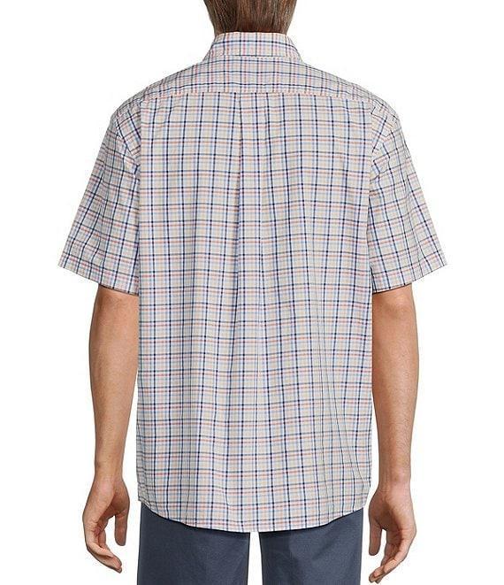 Roundtree & Yorke Short Sleeve Small Plaid Poplin Sport Shirt Product Image