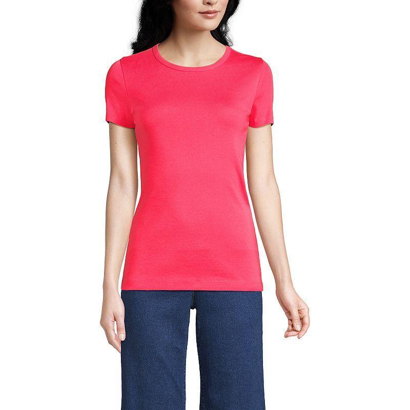 Women's Lands' End All-Cotton Crewneck Tee, Size: Medium, Rouge Pink Product Image