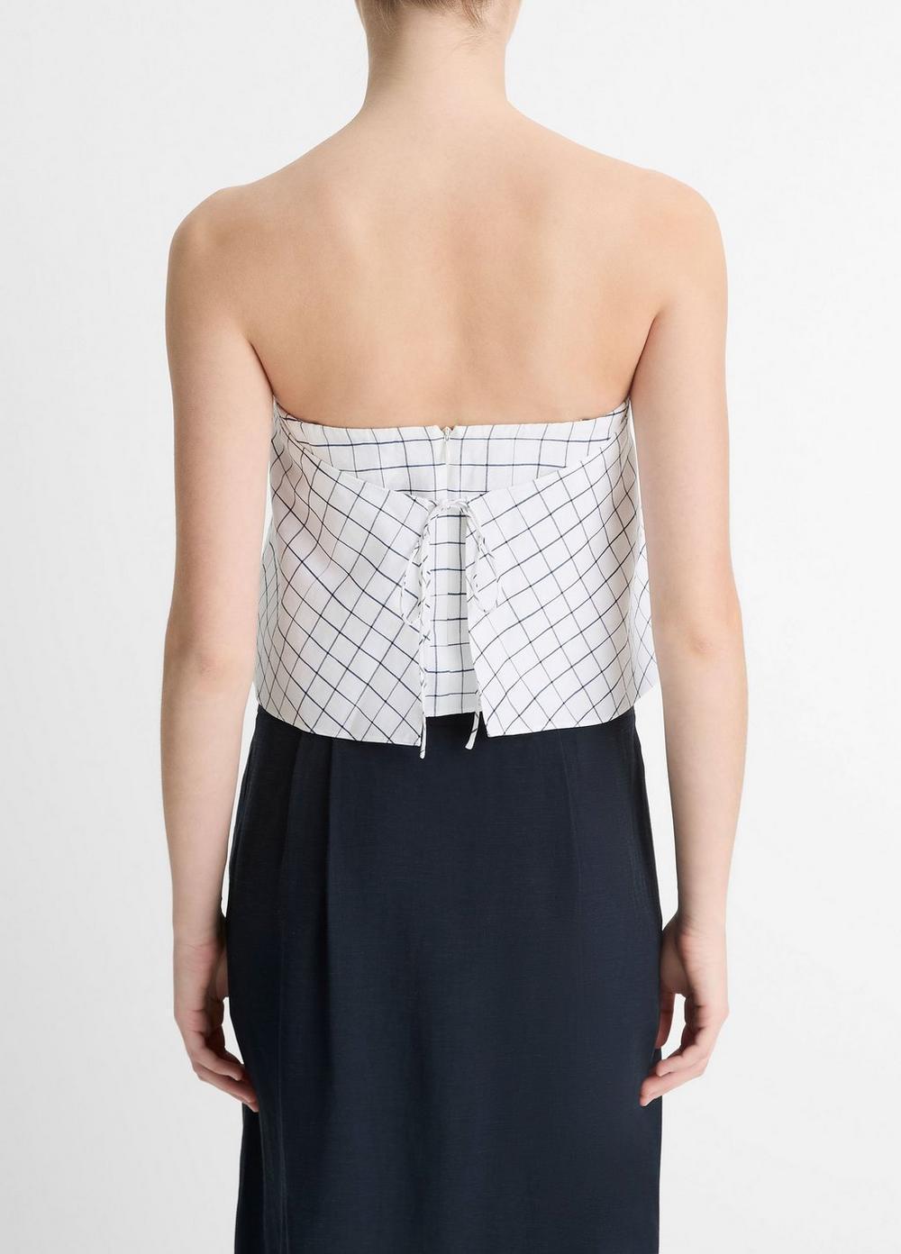 Trellis Plaid Cotton-Blend Tie-Back Top Product Image