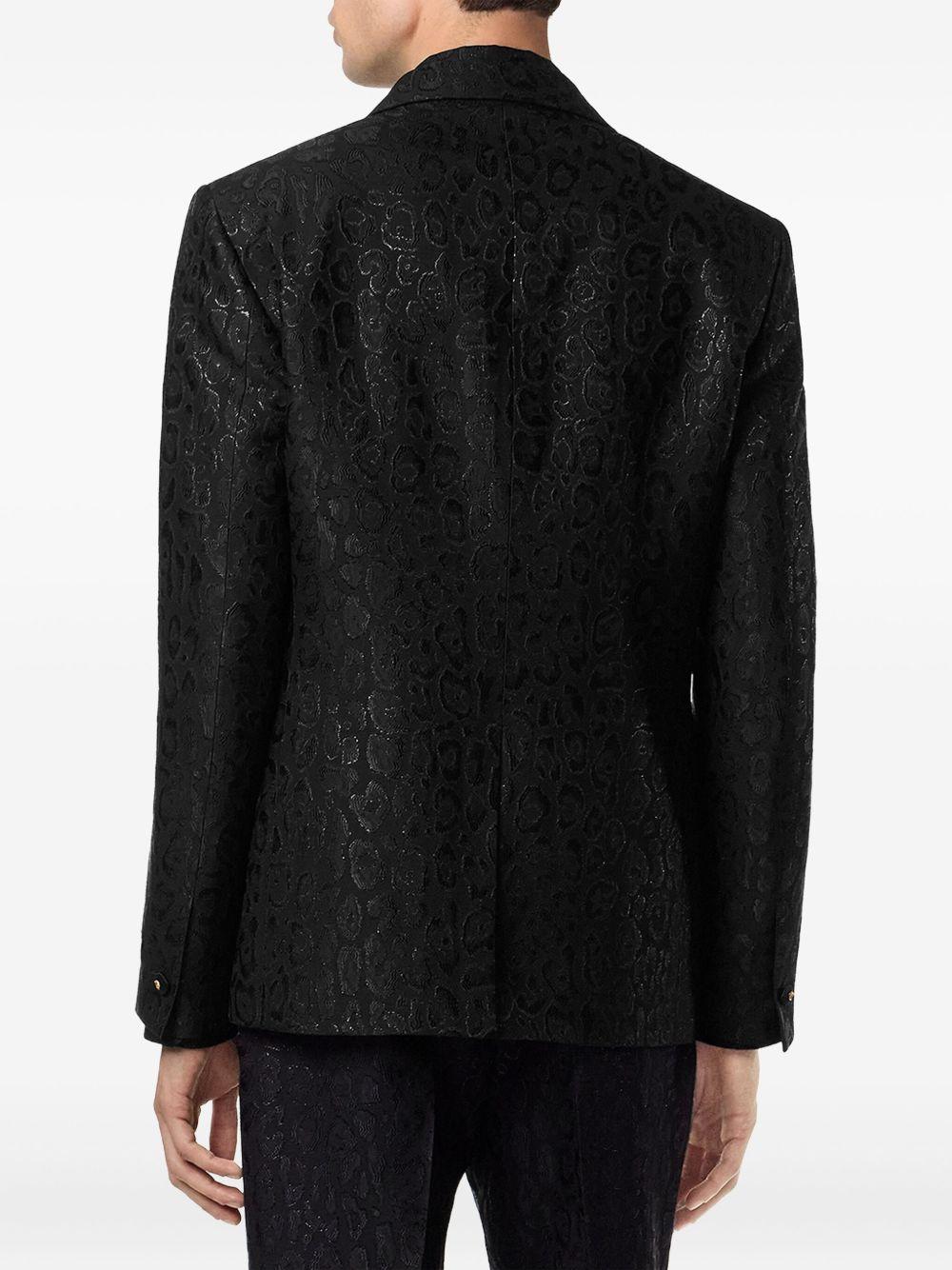 leopard-print satin-lapel blazer Product Image