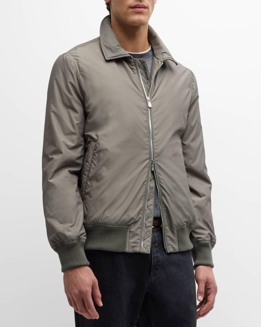 Mens Nylon-Silk Full-Zip Bomber Jacket Product Image