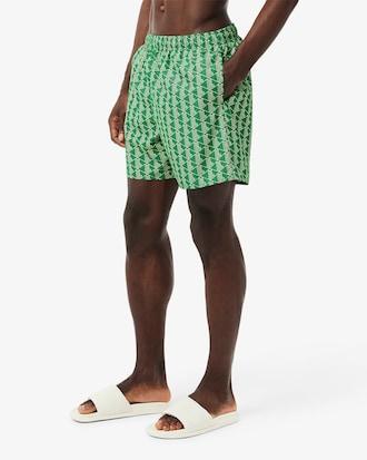 Mid Length Monogram Print Swim Trunks Product Image