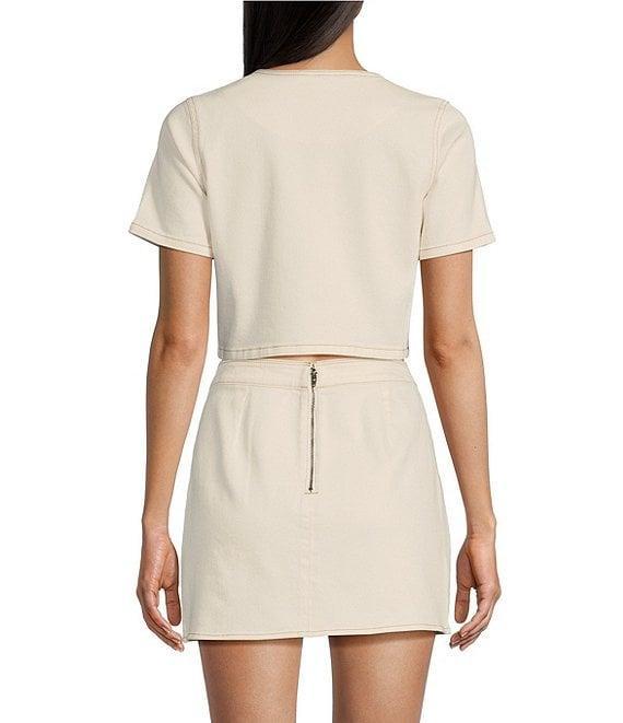 GB Woven Denim Coordinating Pearl Button Top Product Image