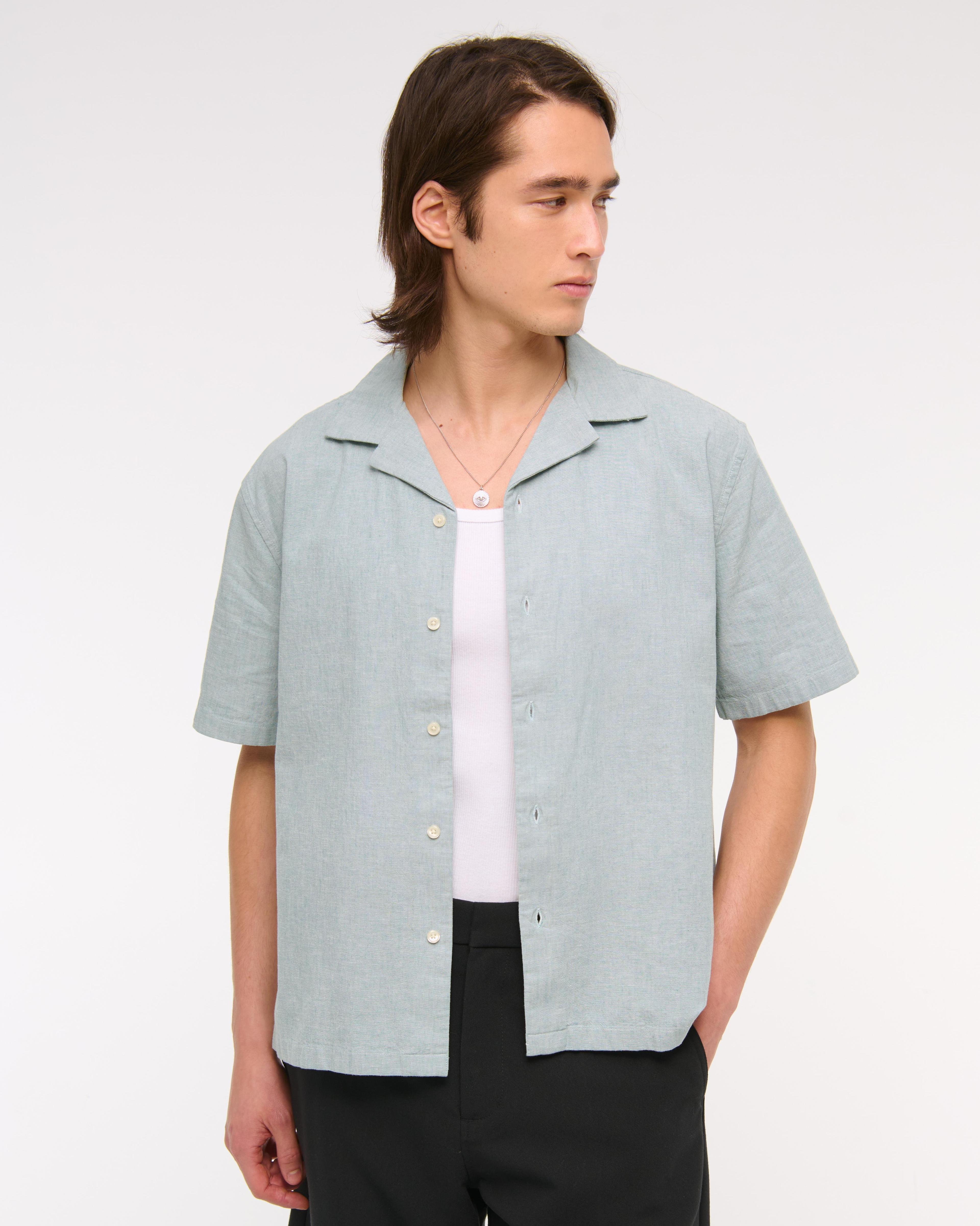 Camp Collar Summer Linen-Blend Shirt Product Image