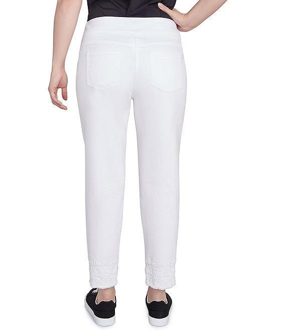 Ruby Rd. Straight Leg Embroidered Frayed Hem Pull-On Ankle Pants Product Image