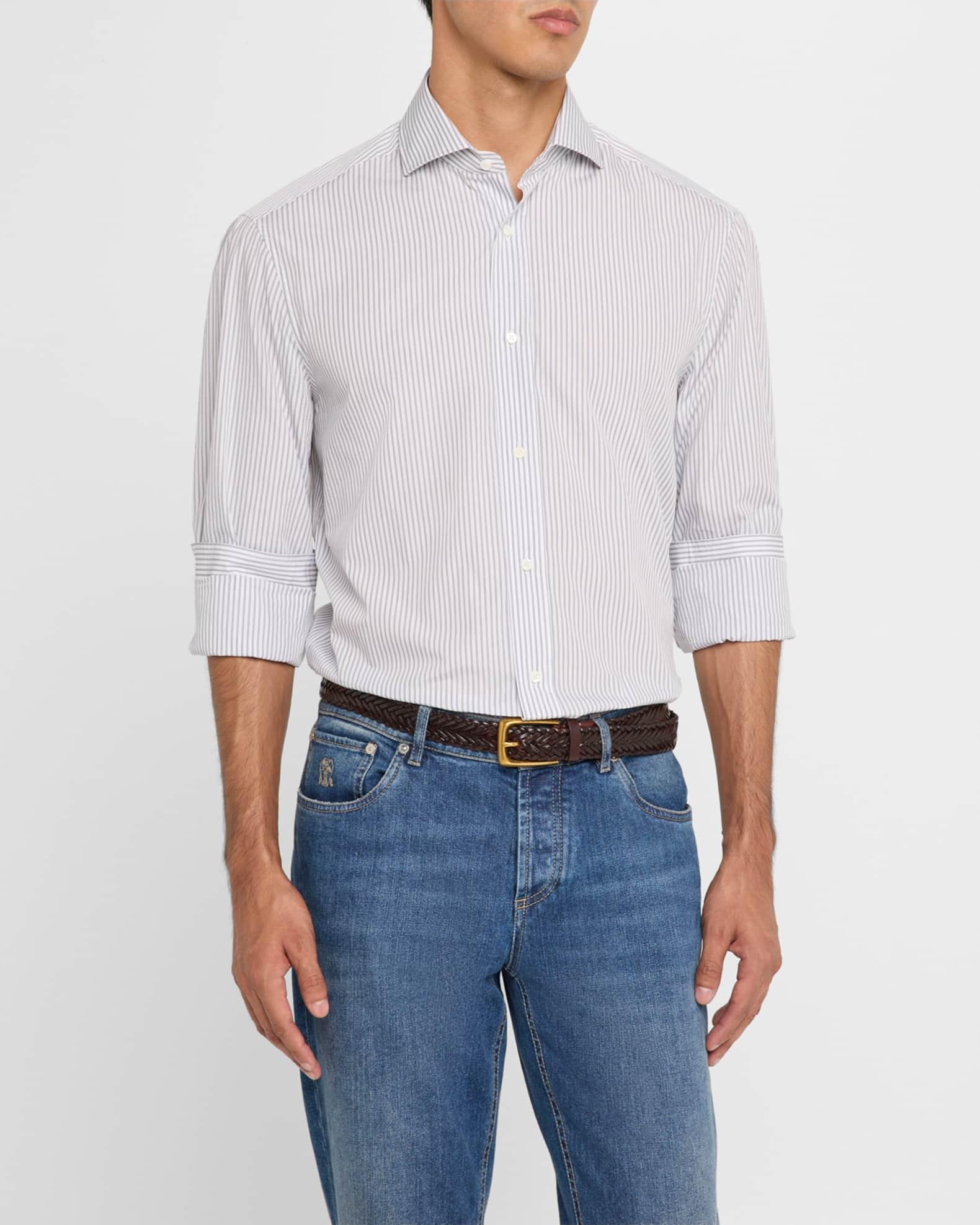 Men's Modern-Fit Stripe Dress Shirt Product Image