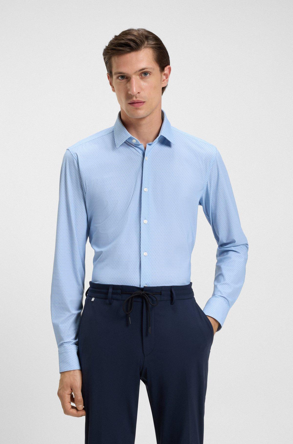 Slim-fit shirt in printed performance-stretch jersey Product Image