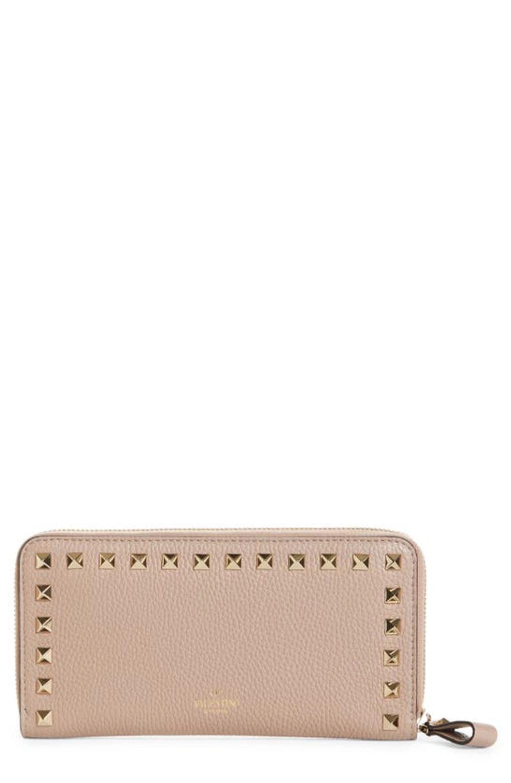 VALENTINO GARAVANI Rockstud Continental Leather Wallet In Pink Product Image