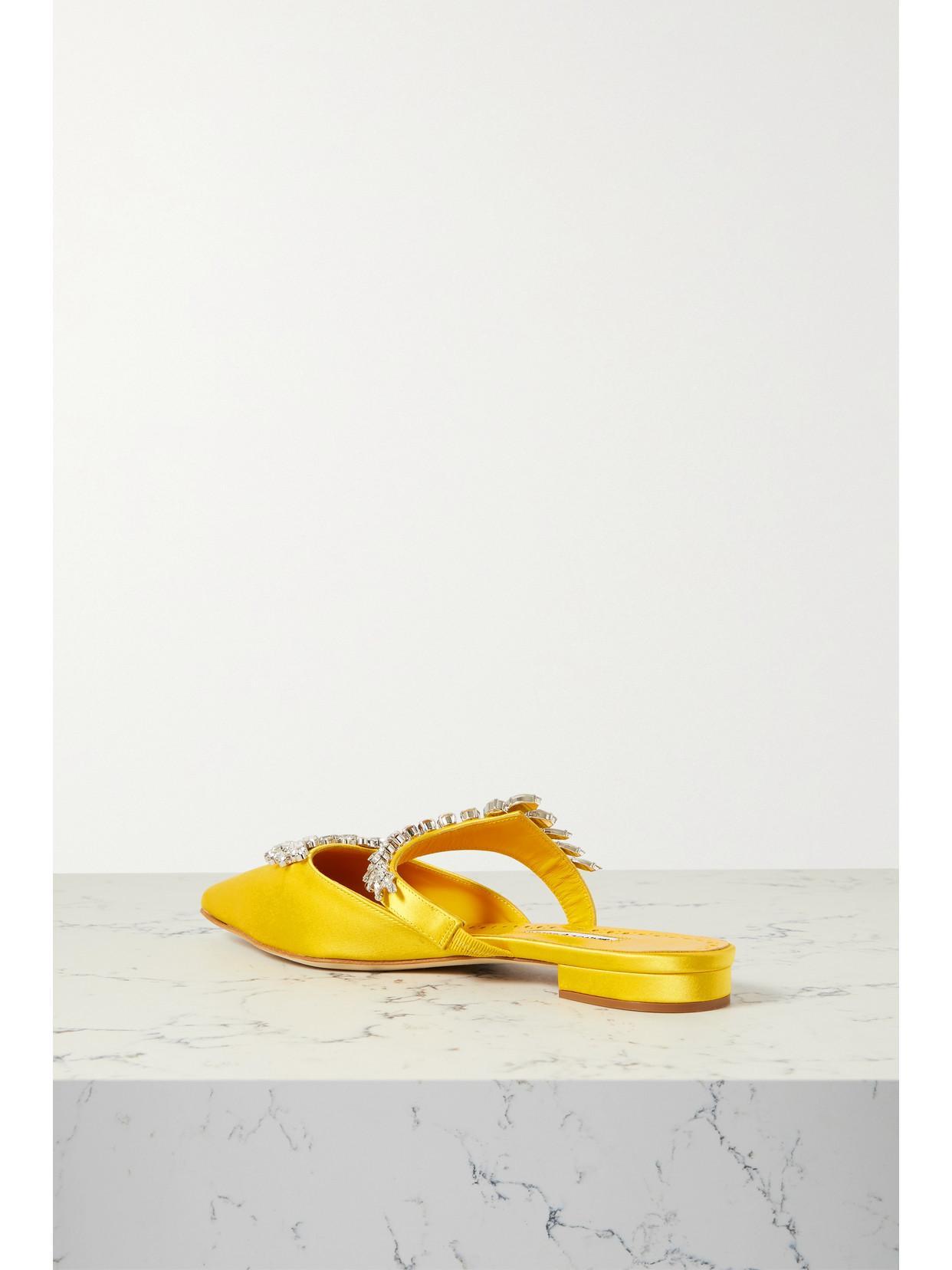 MANOLO BLAHNIK Lurum Satin Flat In Yellow Product Image