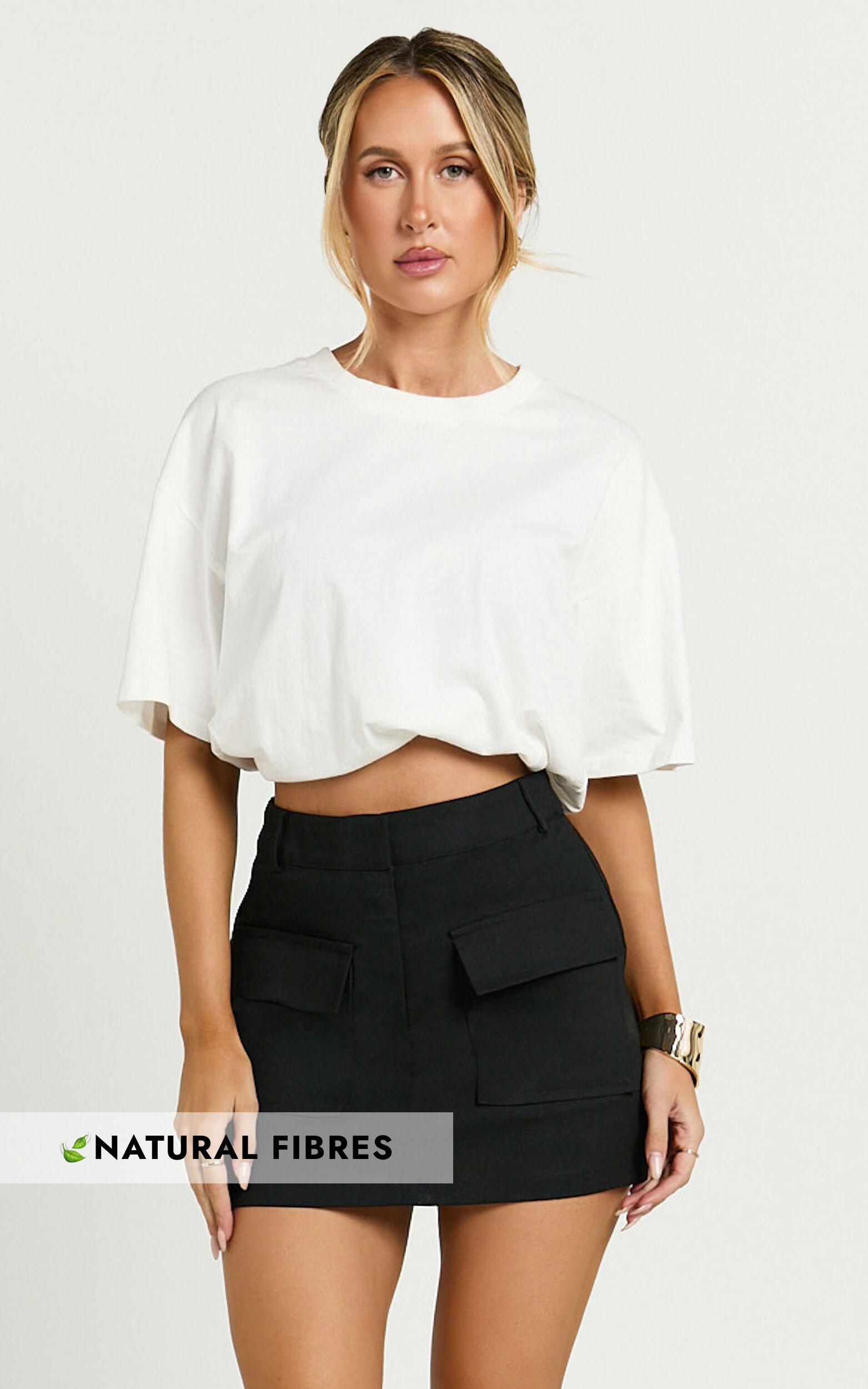 Aerilyn Skort - High Waisted A Line Linen Look Skort in Black Product Image