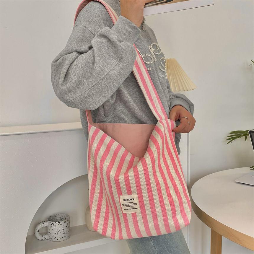 Striped Applique Canvas Crossbody Bag Product Image