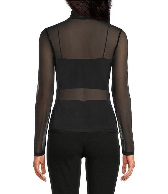 Gianni Bini Misha Mesh Long Sleeve Turtleneck Knit Top Product Image