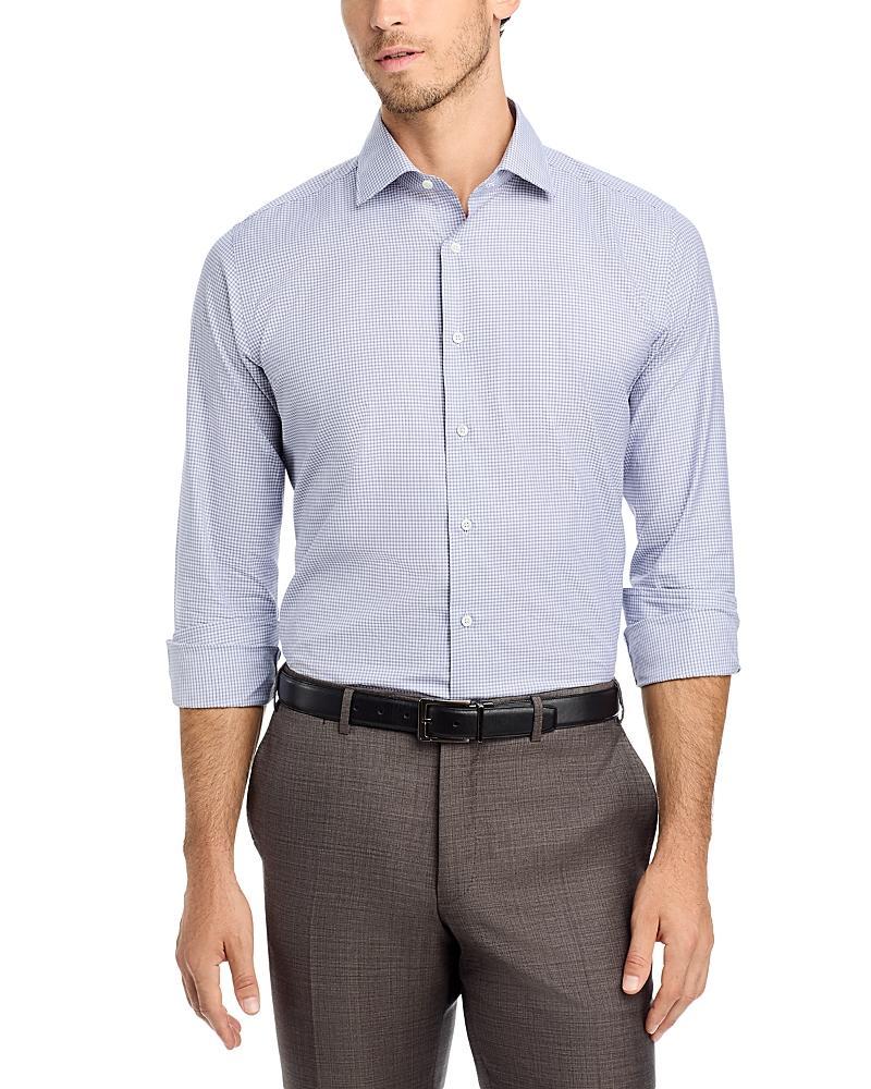 CANALI Impeccabile Cotton Micro Check Regular Fit Dress Shirt In Blue Product Image