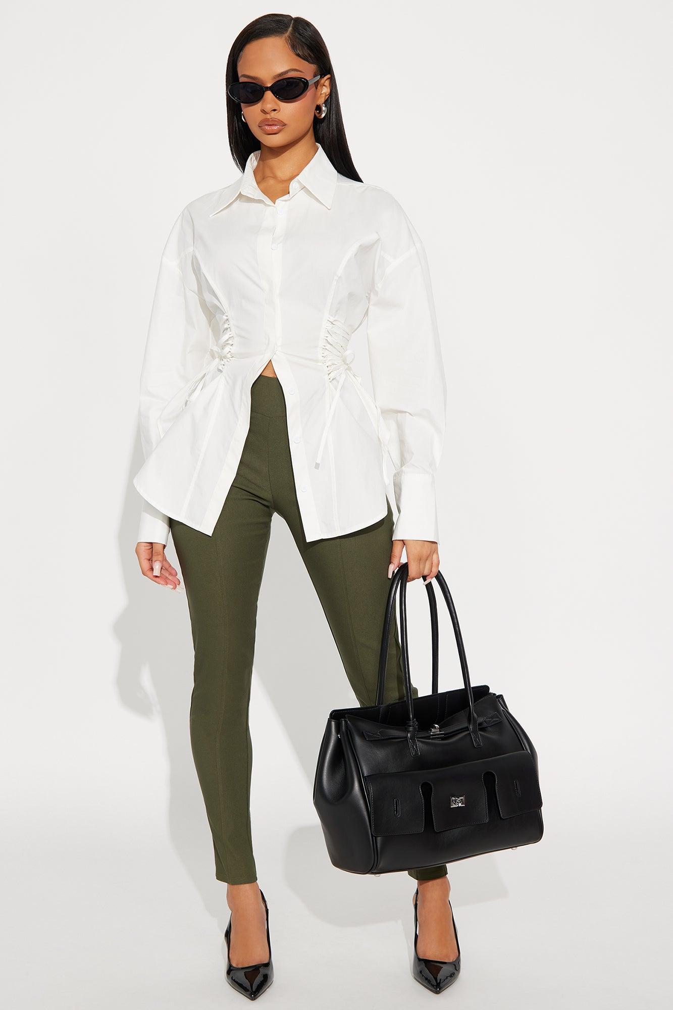 Mariana Lace Up Poplin Shirt - White Female Product Image