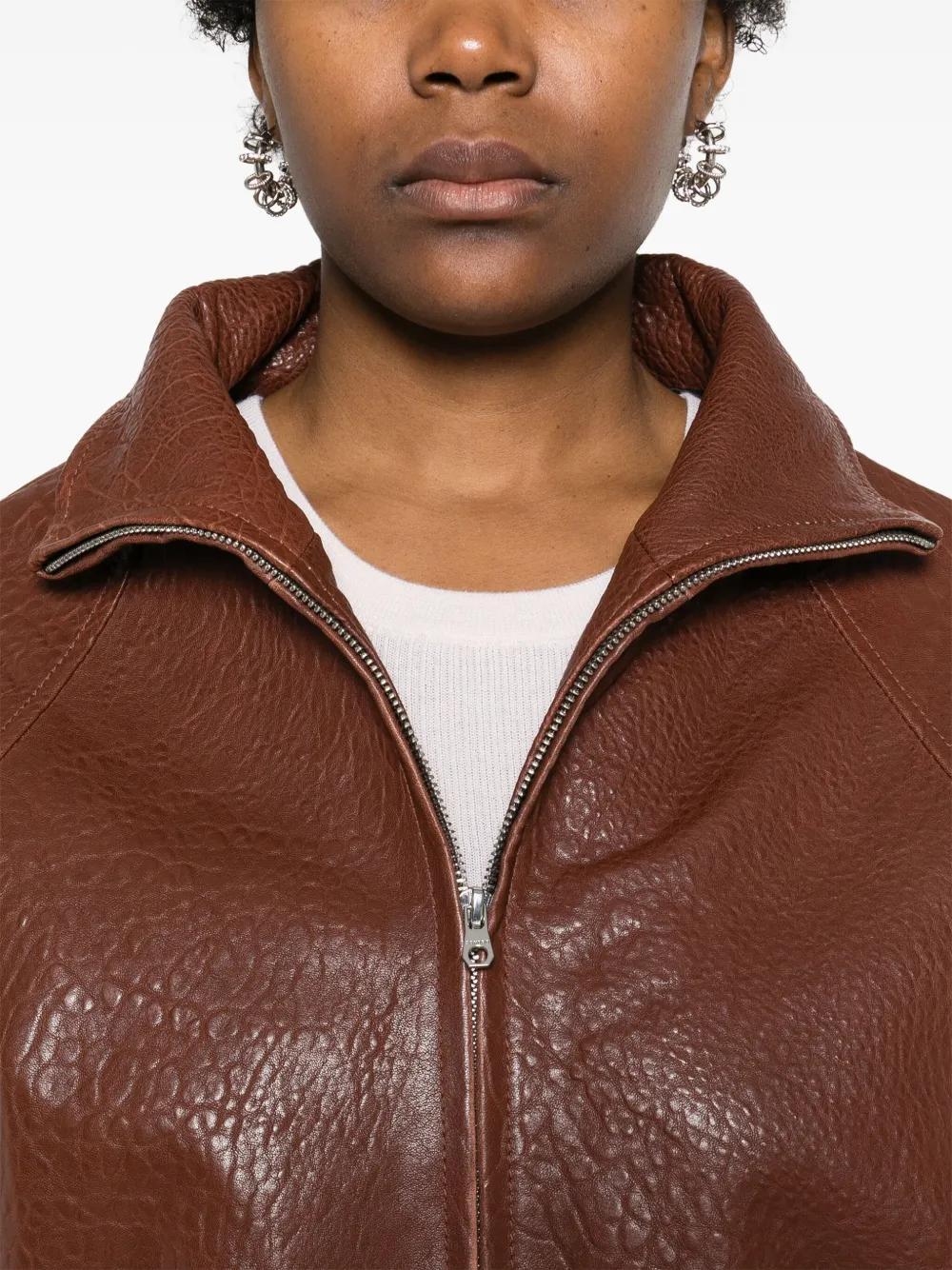 zip-up leather jacket Product Image