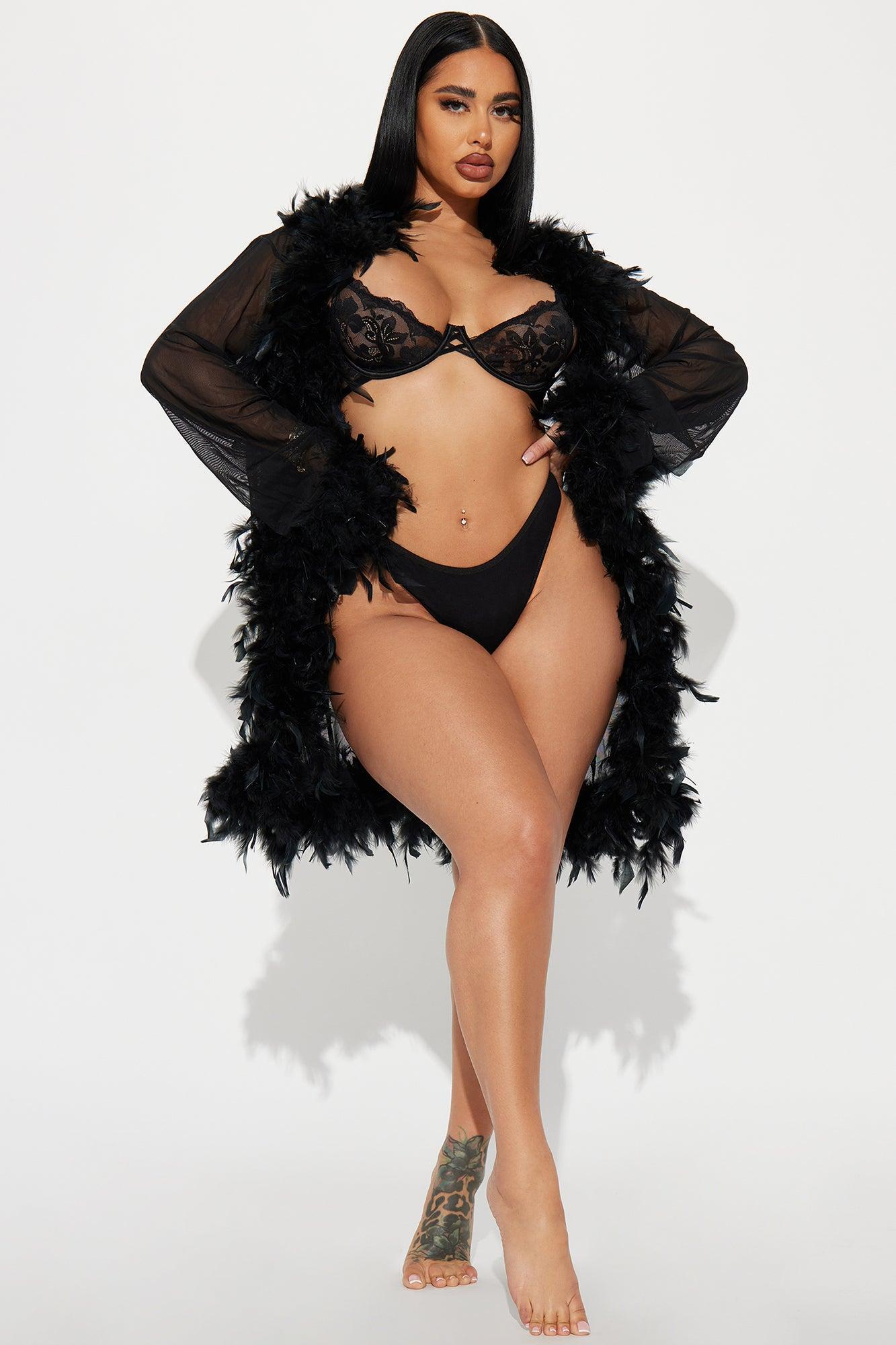 Light As A Feather Mesh Robe - Black Product Image