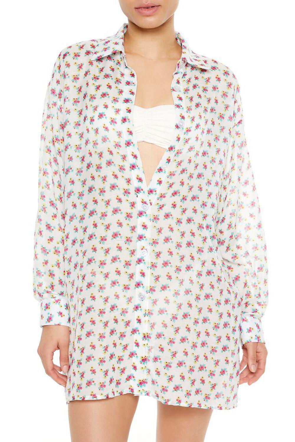 Floral Swim Cover-Up Shirt Dress | Forever 21 Product Image