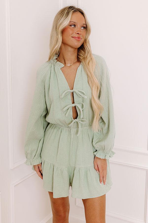 Spring Fling Front Tie Romper Mint Product Image