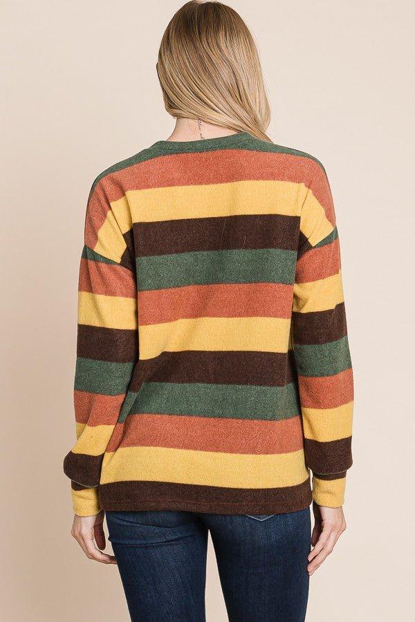 Multi-color Stripes Knit Sweater Top* Product Image