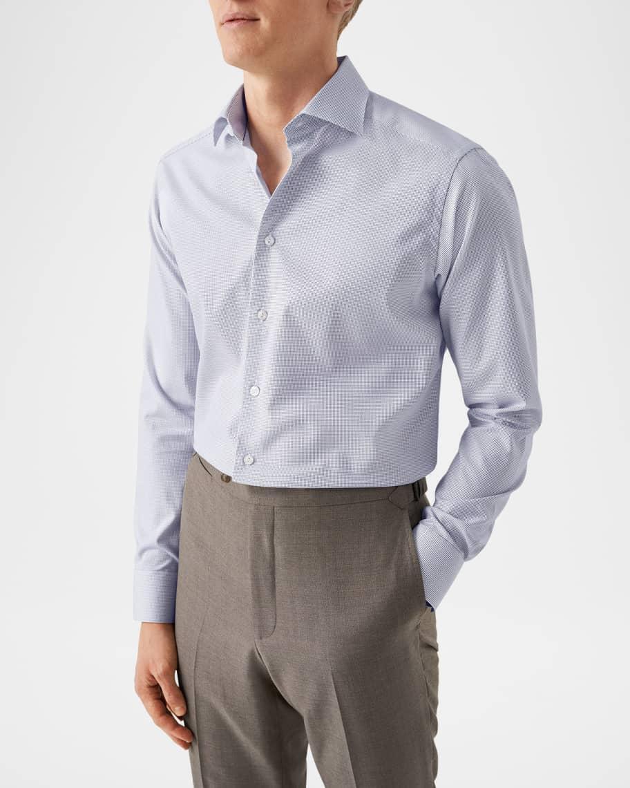 Mens Elevated Pique Pin Dot Contemporary-Fit Dress Shirt Product Image