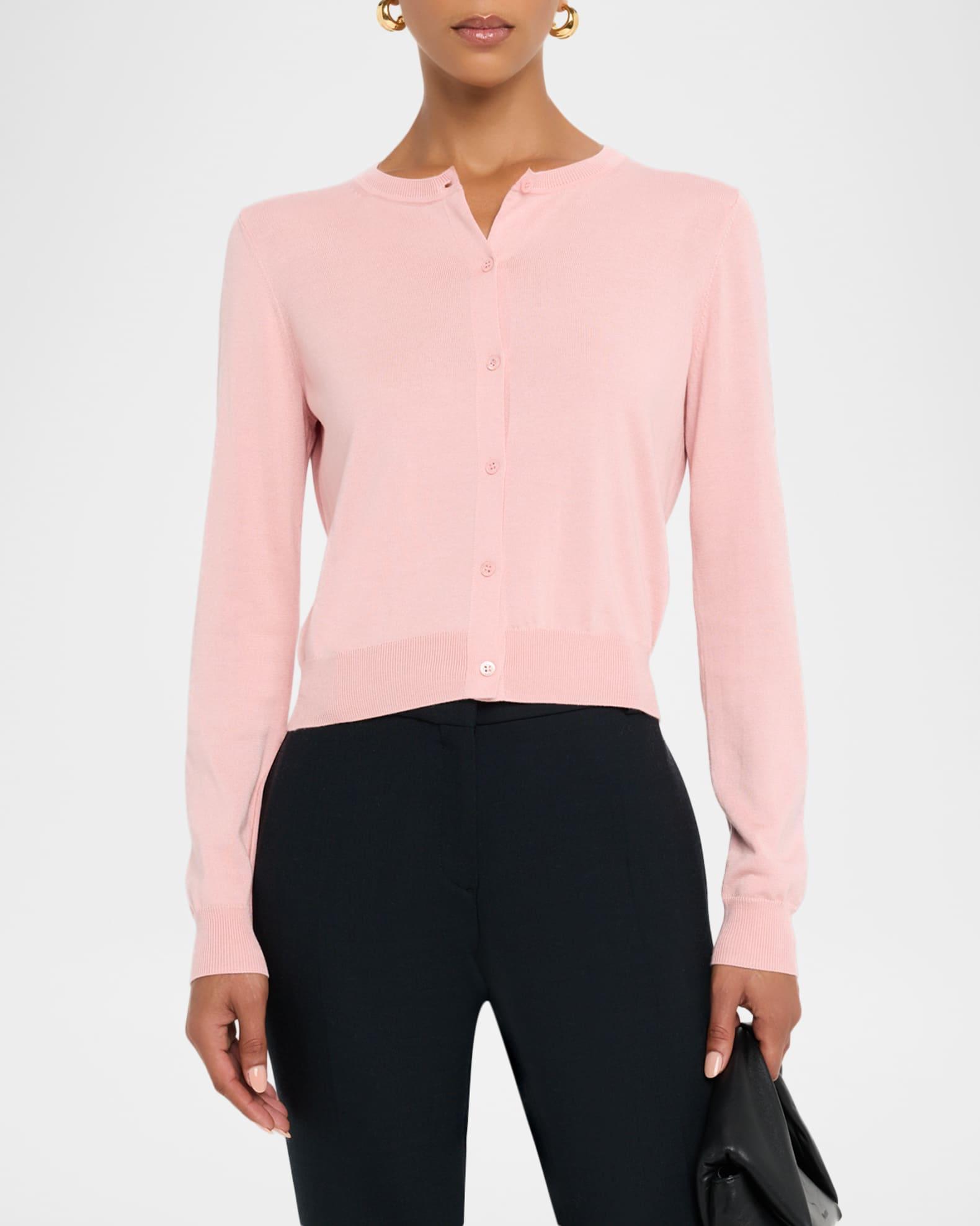 Silk-Cotton Crewneck Cardigan Product Image