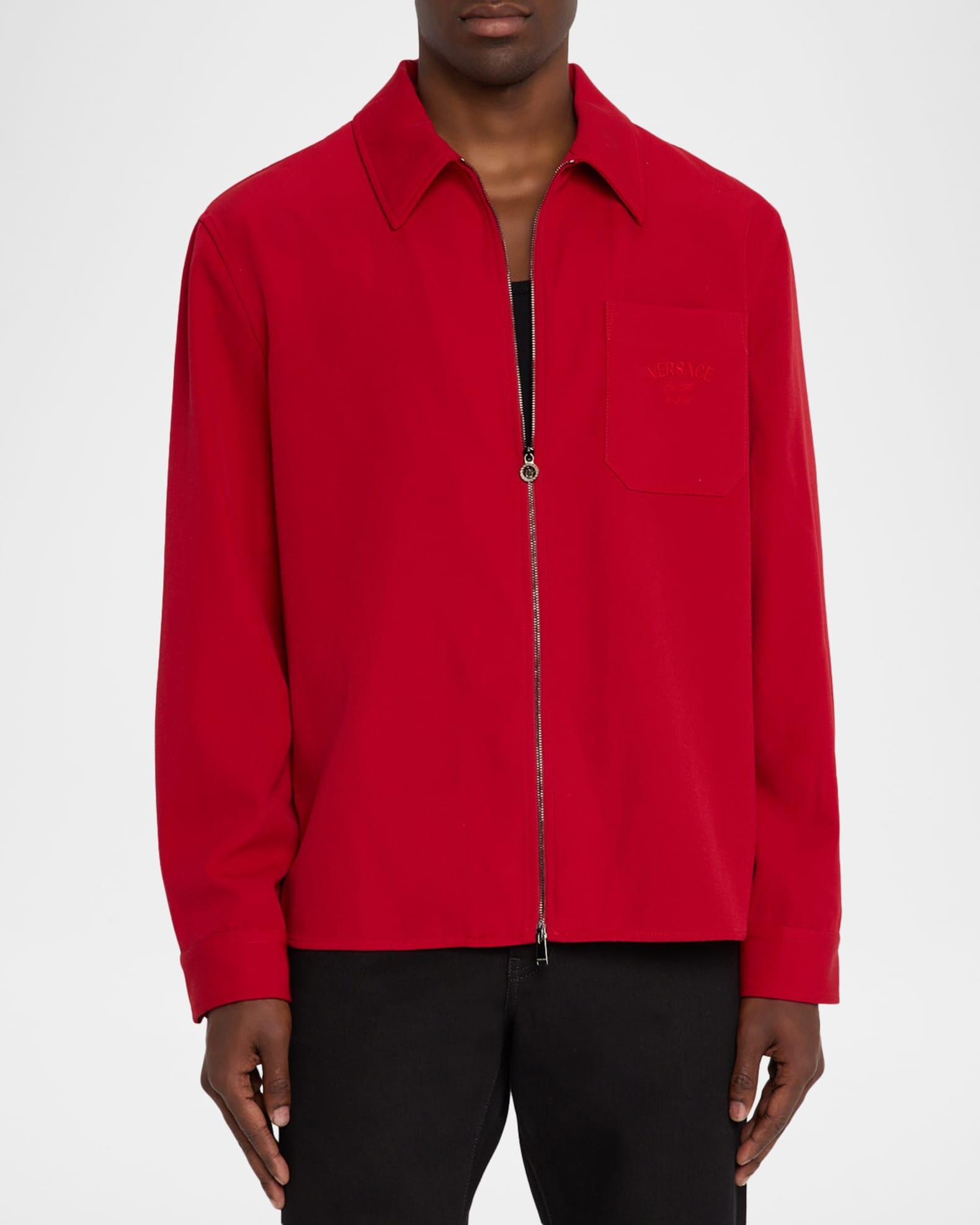 Men's Wool Logo Stamp Full-Zip Shirt Jacket Product Image