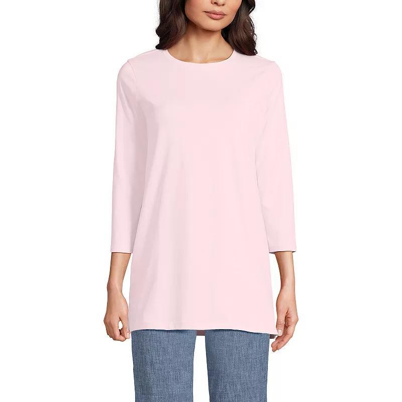 Petite Lands' End 3/4-Sleeve Supima Cotton Crewneck Tunic, Women's,  Product Image