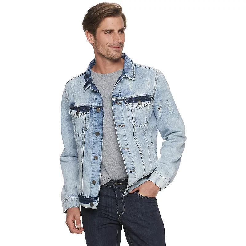 Men's Xray Washed Ripped Denim Jacket,  Product Image