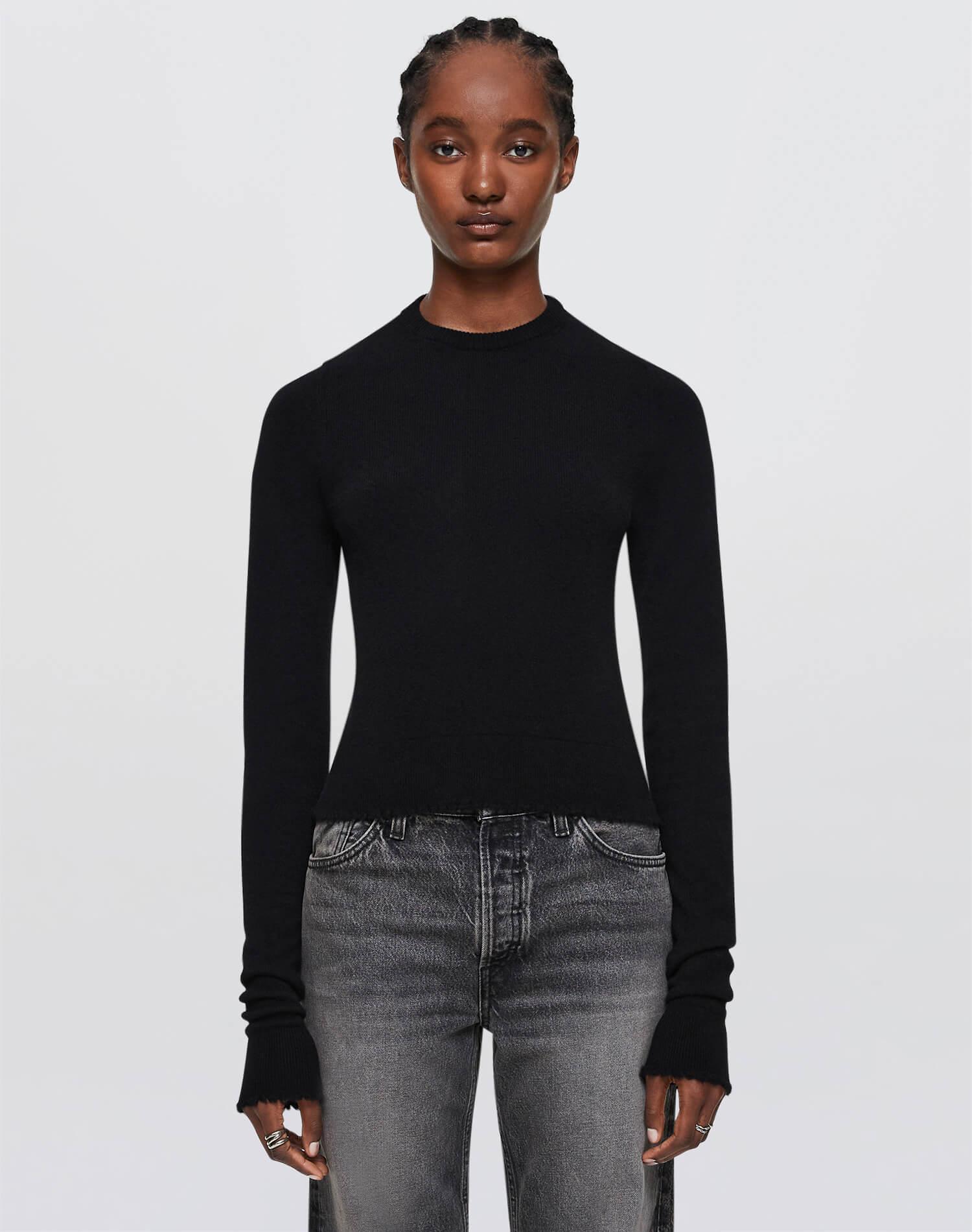 Cashmere Crewneck Pullover - Black Female Product Image
