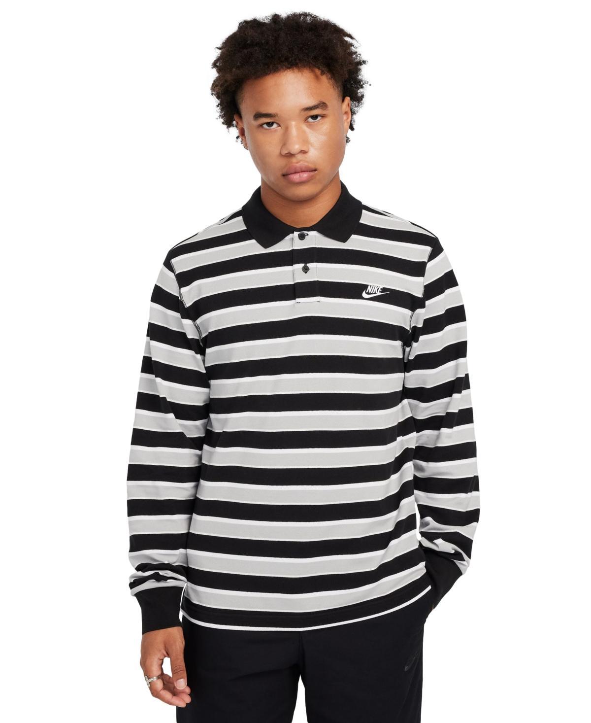 Nike Men's Club Long-Sleeve Striped Polo Product Image