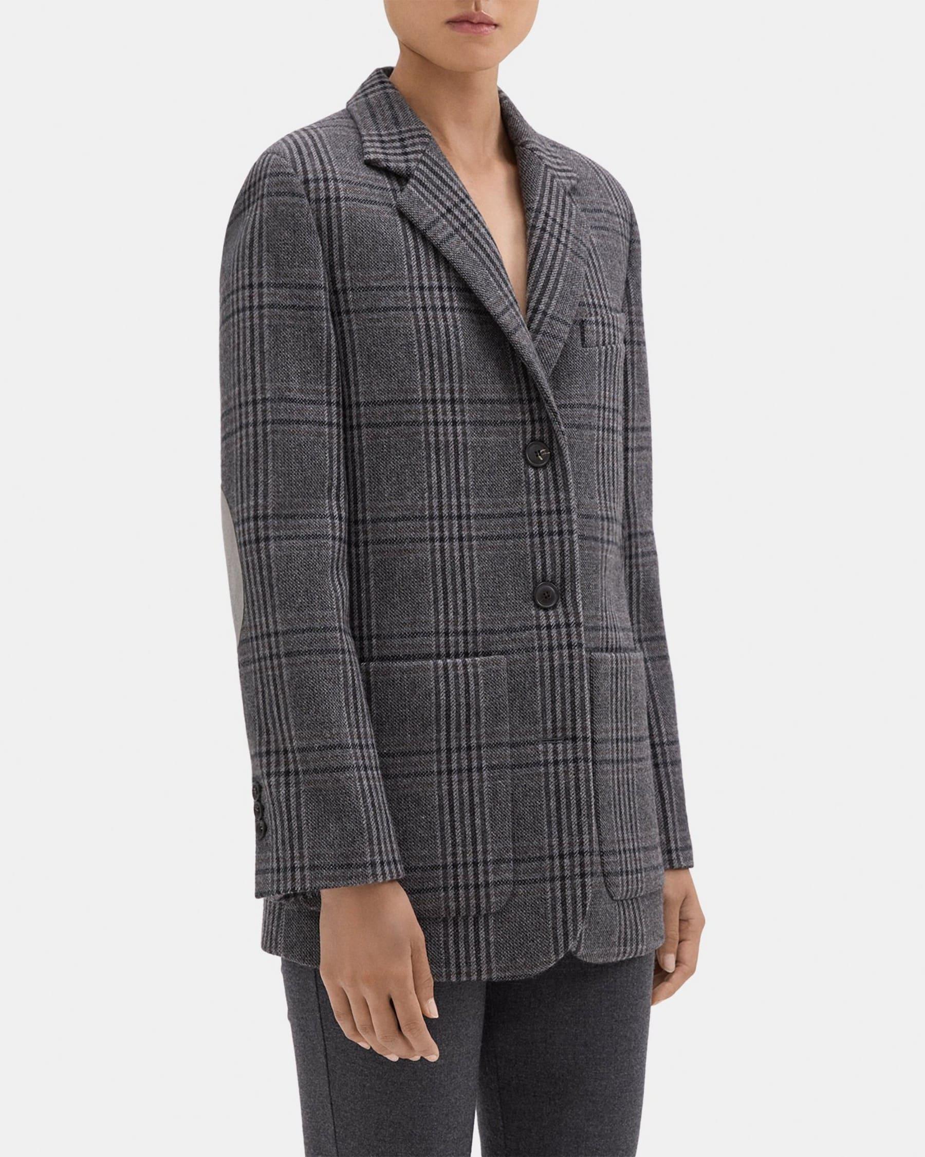 Elbow-Patch Blazer in Plaid Wool-Blend Flannel Product Image