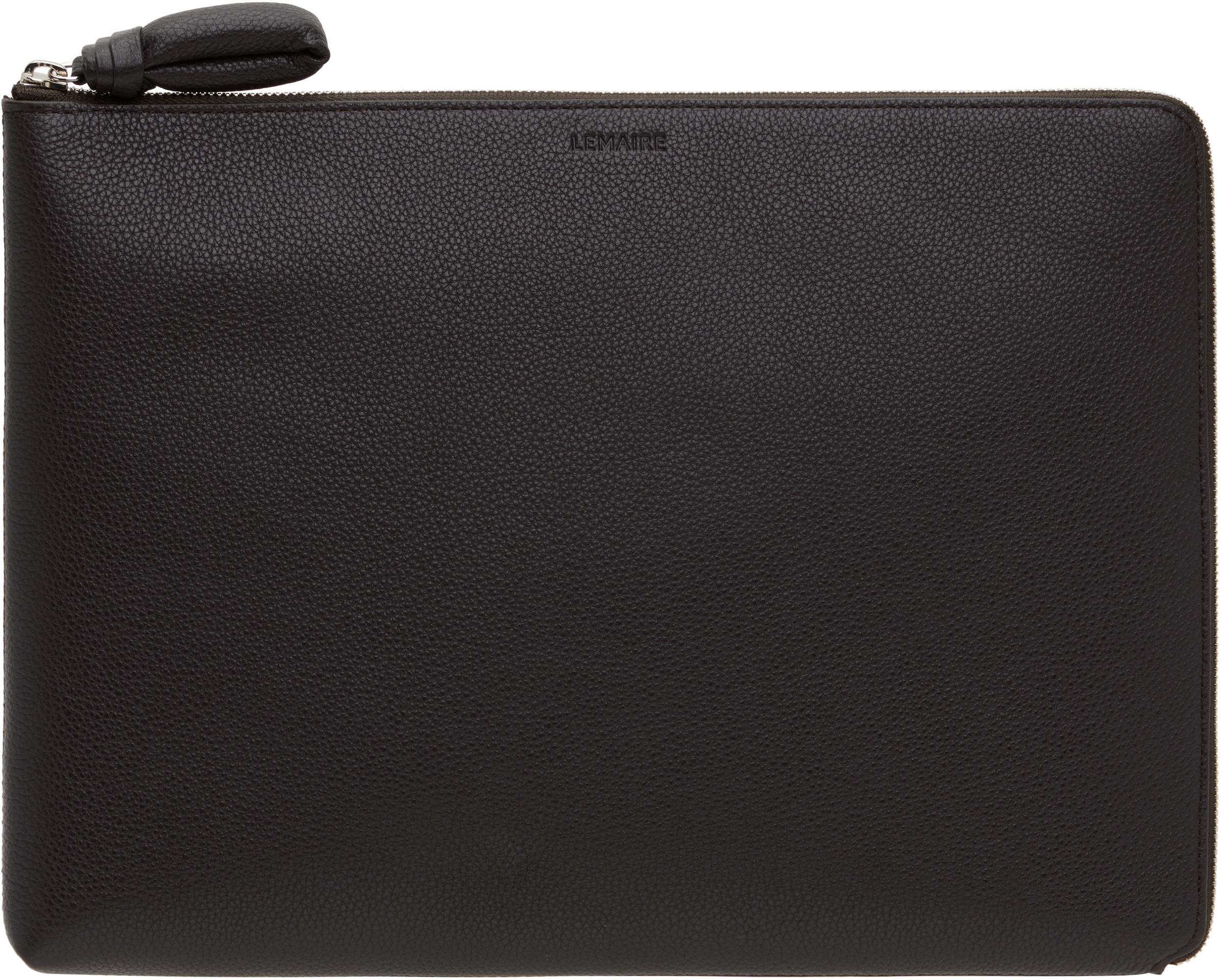 LEMAIRE Brown Soft Grained Leather Document Holder In Br490 Dark Chocolate Product Image