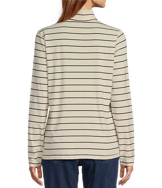 L.L.Bean Knit Turtleneck Horizontal Stripe Long Sleeve Tee Product Image