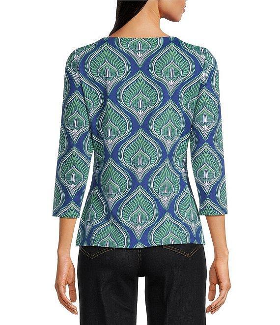 J.McLaughlin Wavesong Catalina Cloth Button Boat Neck 3/4 Sleeve Top Product Image