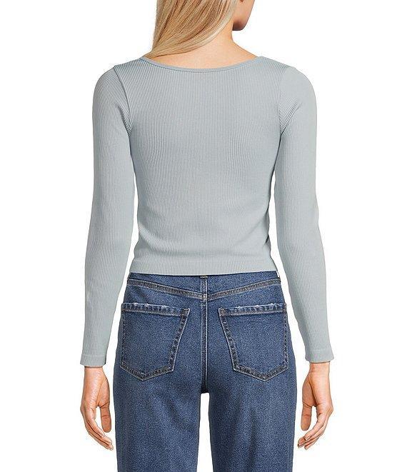 Moa Moa Seamless Ribbed Round Neck Long Sleeve Top Product Image
