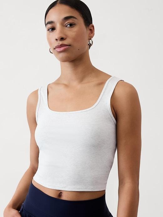 Signature Rib Square Neck Crop Tank Product Image