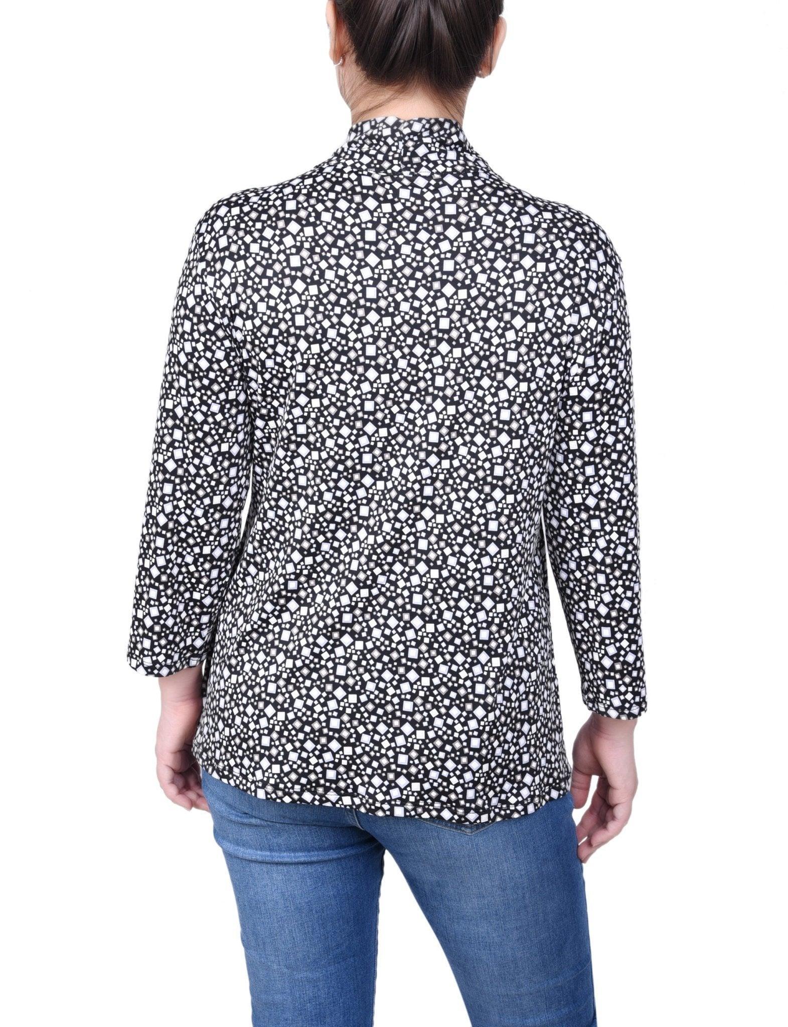 Puff Print 3/4 Sleeve Two-Fer Top - Petite Product Image