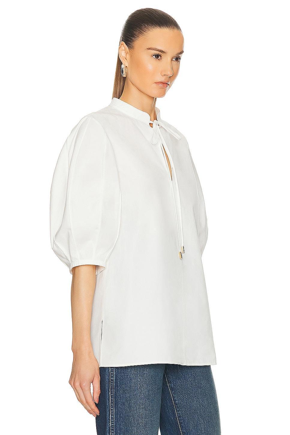 Chloe Cotton Poplin Top Cream. (also in ). Product Image