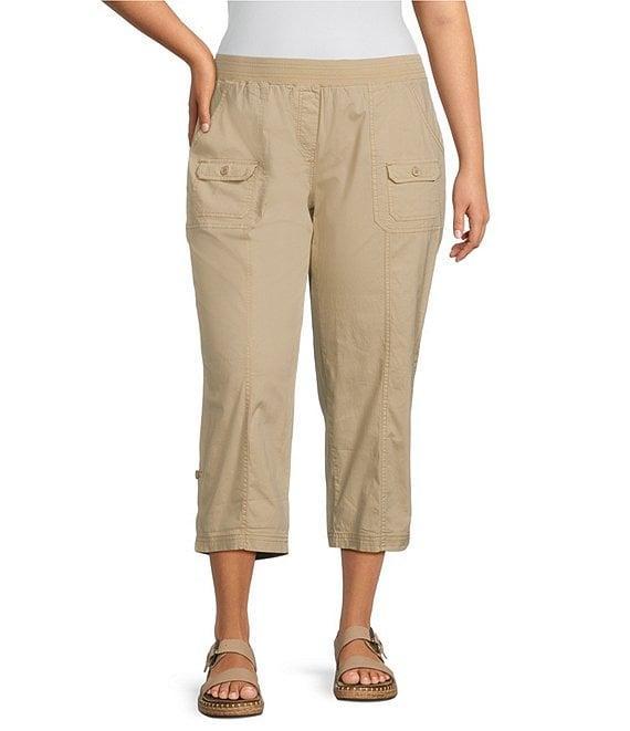 Intro Plus Size Stretch Poplin Adjustable Length Pull-On Cargo Pants Product Image