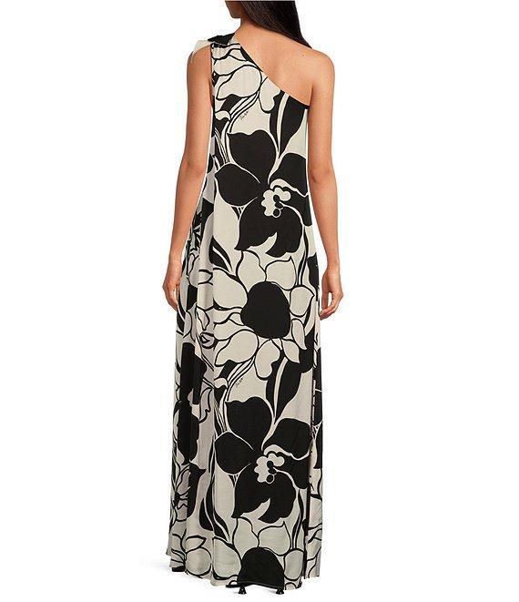 Tara Jarmon Rekia Woven Floral Print Asymmetrical One Shoulder With Flower Maxi Shift Dress Product Image
